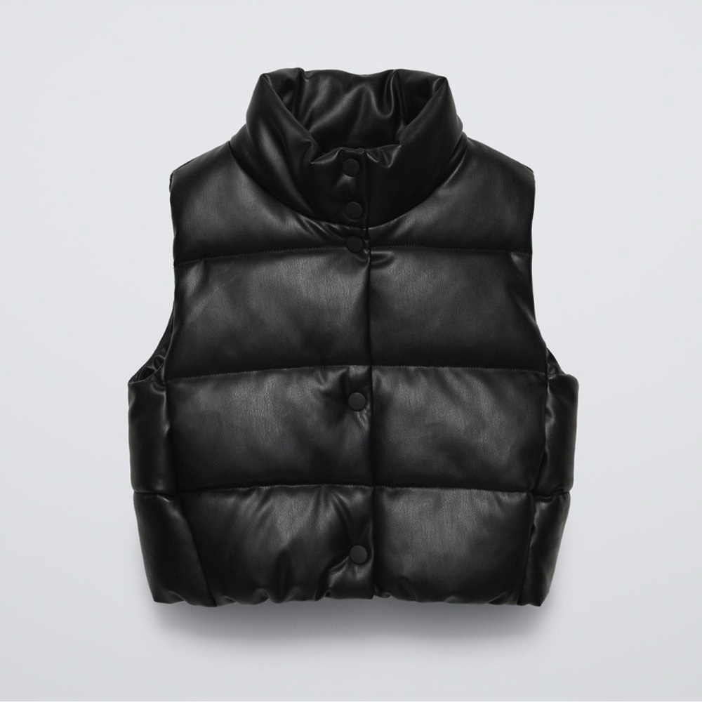 Zara Black Faux Leather Vest | Size M